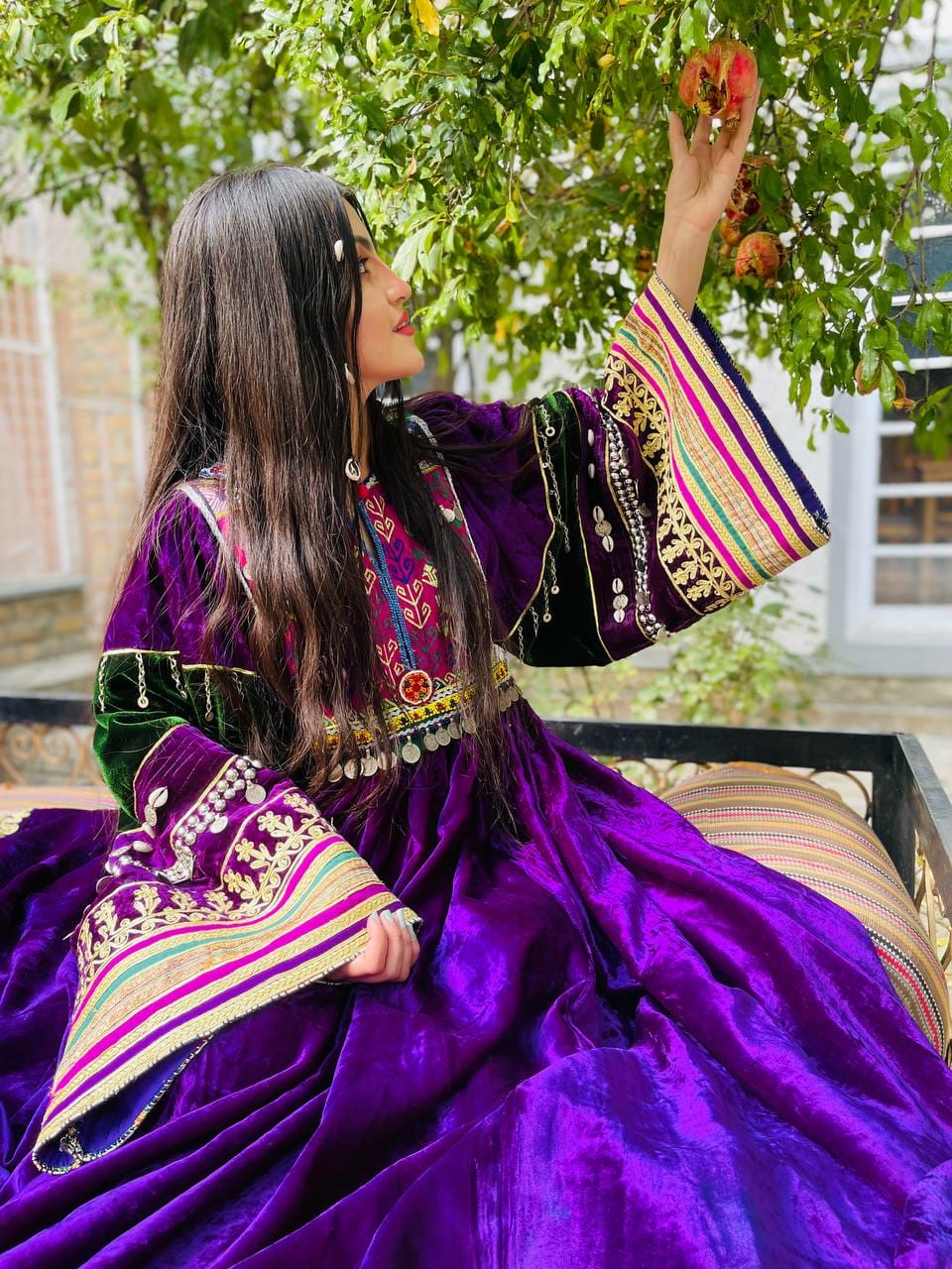 Purple Velvet Afghan Dress