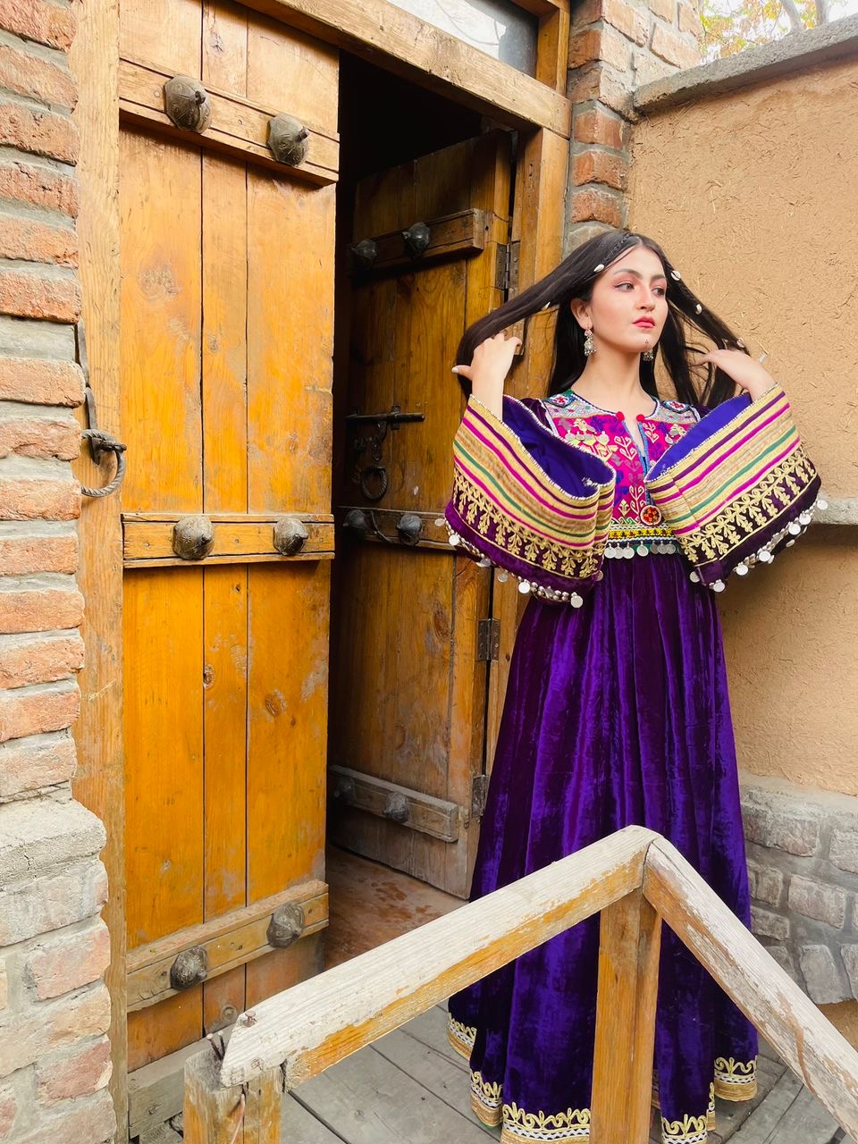 Purple Velvet Afghan Dress