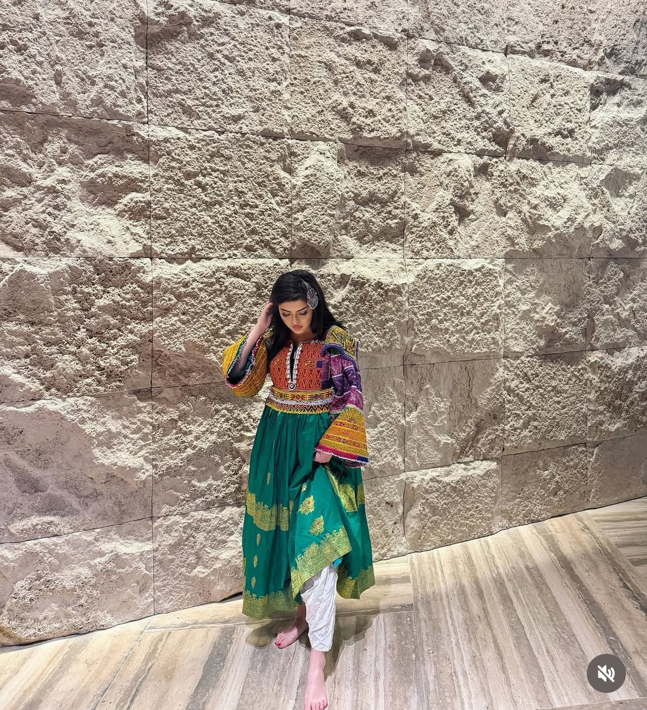 Green Banares- Vintage Dress