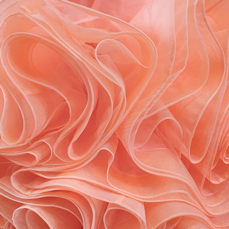 RSM67212 Orange Ruffled Heart-shaped Collar Slim-fit Prom Evening Dress 2021 Back Lace-up Design Women's Cocktail Dress