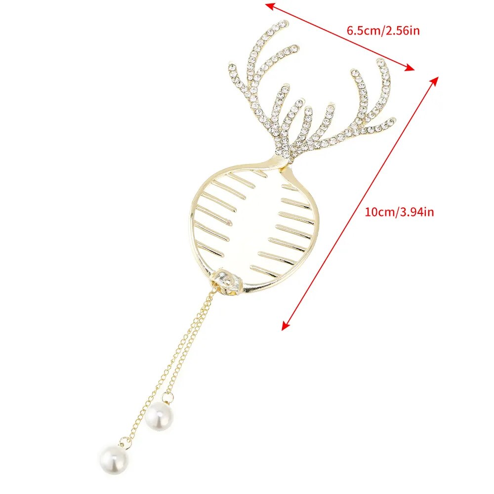 Haimeikang New Festival Hairpin Girls Women Christmas Elk Horn Tassel Ponytail Button Hair Clip Golden Fashion Hair Accessories