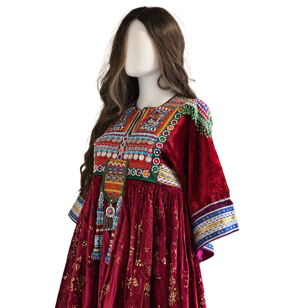 Ruby Red Velvet Afghan Dress Arsh Fashion Ruby Red Velvet Afghan Dress Arsh Fashion
