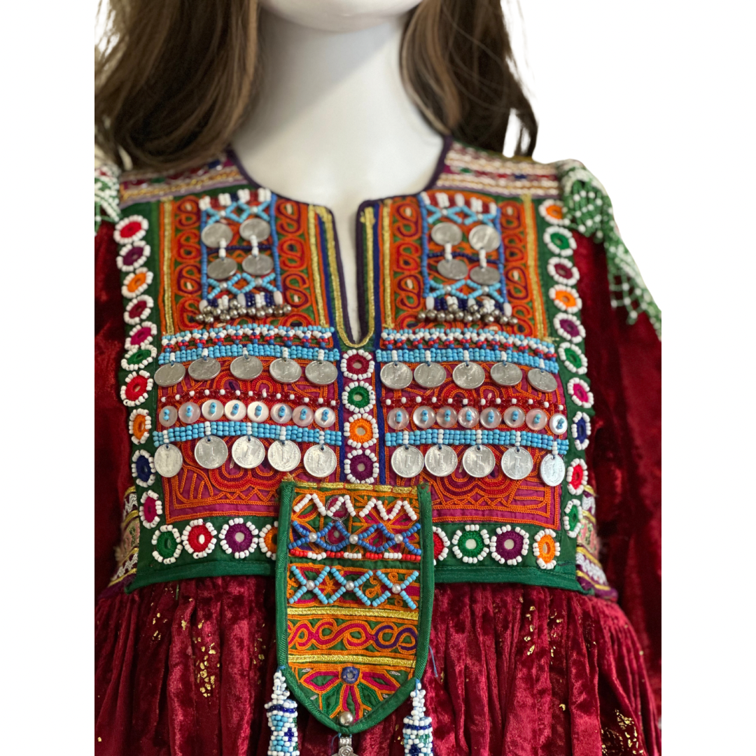 Ruby Red Velvet Afghan Dress