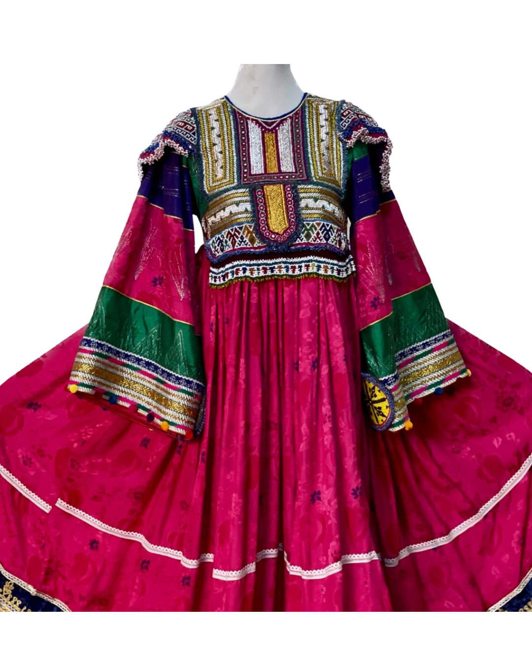 Fuscia Pink - Gul Bakhmal Afghan Dress