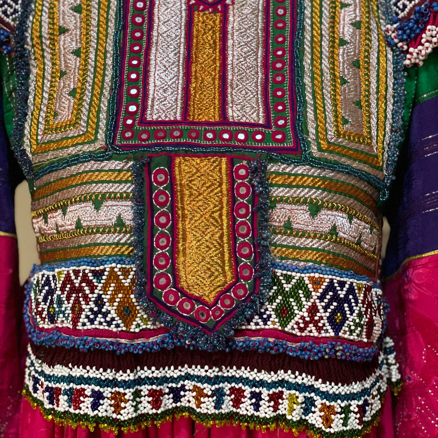 Fuscia Pink - Gul Bakhmal Afghan Dress