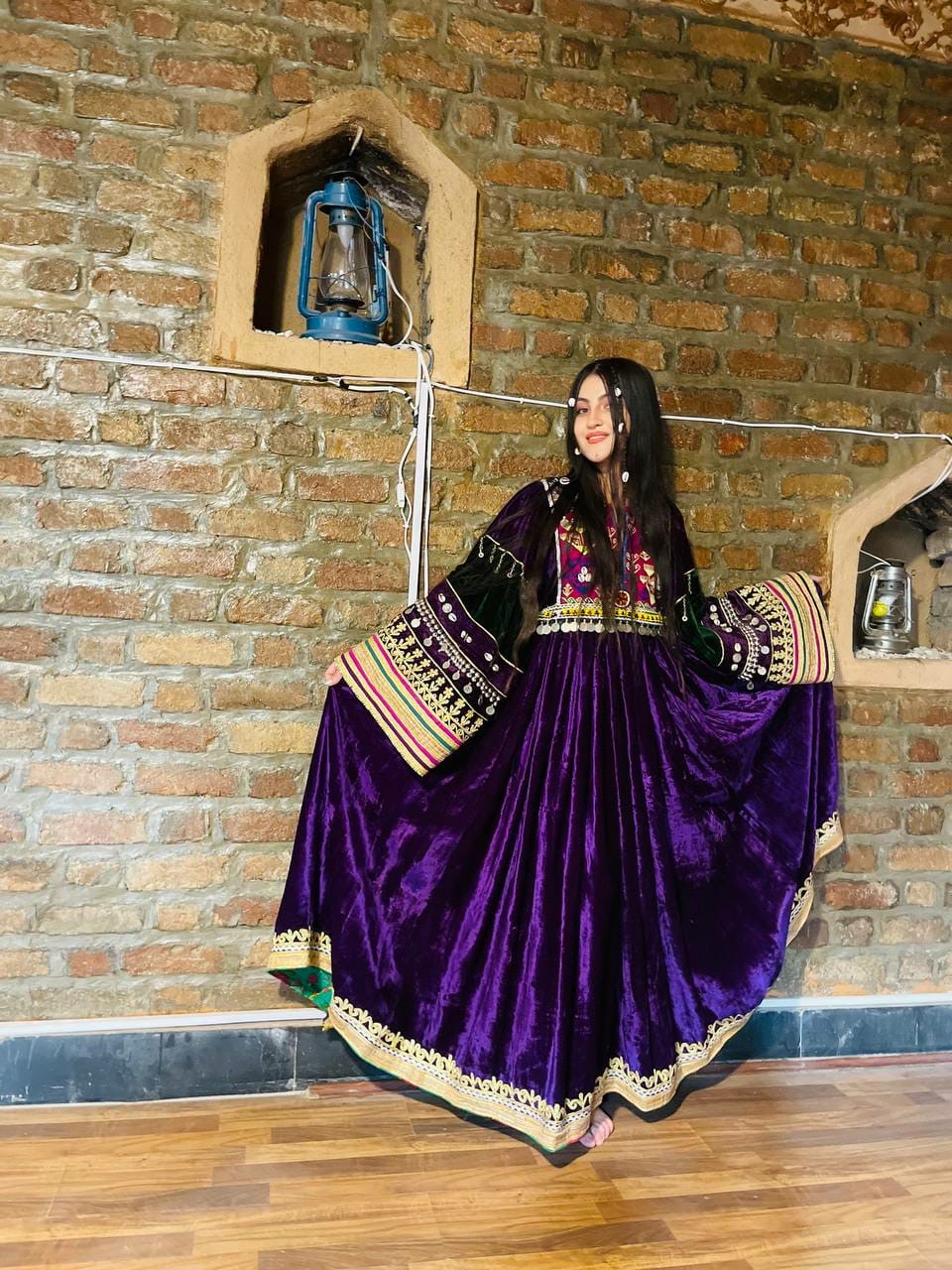 Purple Velvet Afghan Dress