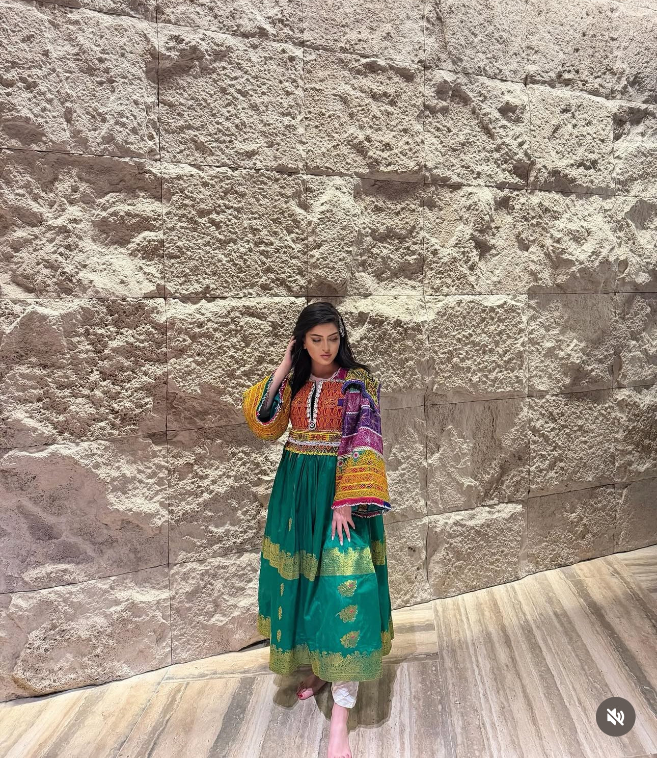 Green Banares- Vintage Dress