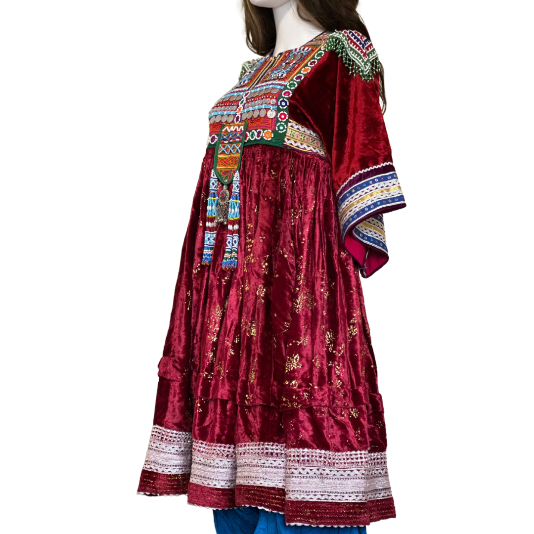 Ruby Red Velvet Afghan Dress
